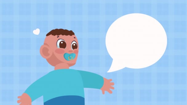 Pequeño Bebé Chupando Chupete Carácter Animación Video Animado — Vídeos de Stock