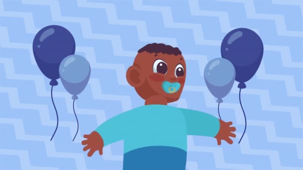 Afro Bebé Chupando Chupete Carácter Animación Video Animado — Vídeos de Stock
