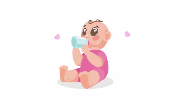 Malá Holka Baby Postava Animace Video Animované — Stock video