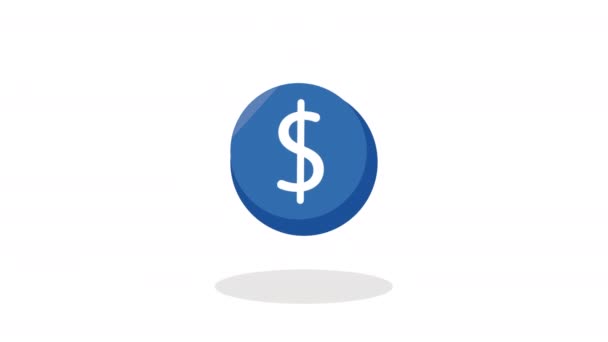 Dinheiro Símbolo Dólar Animação Botão Vídeo Animado — Vídeo de Stock