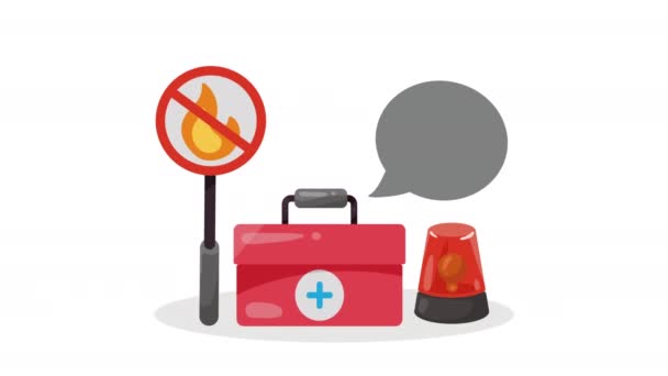医疗包和紧急服务图标动画4K视频动画 — 图库视频影像