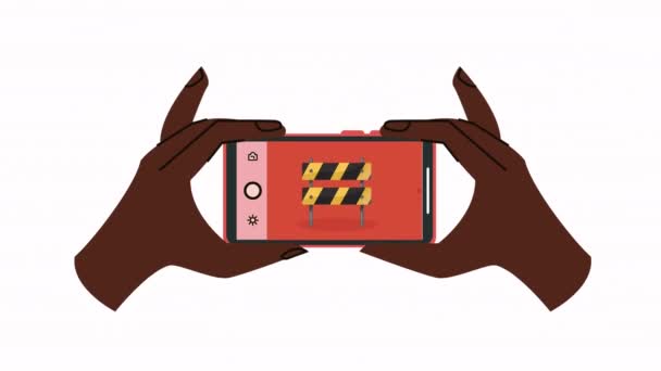 智能手机动画4K视频动画中的警戒线 — 图库视频影像