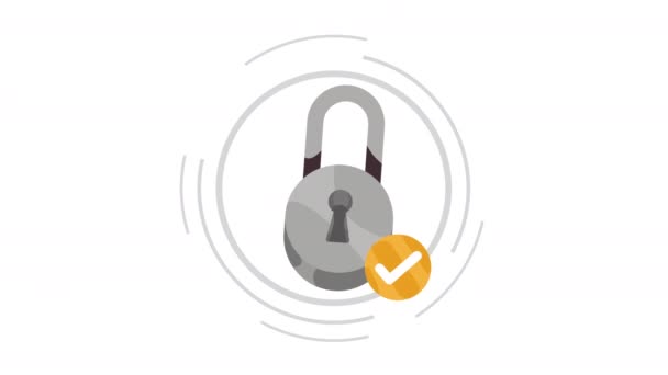 Safe Secure Padlock Check Symbol Animation Video Animated — Stock Video