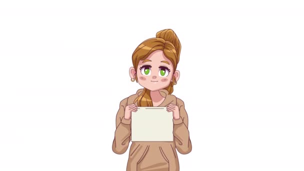 Giovane Bionda Adolescente Ragazza Anime Personaggio Animazione Video Animato — Video Stock