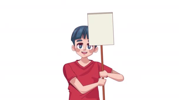 Anime Animasyonunu Protesto Eden Genç Çocuk Video Animasyonu — Stok video