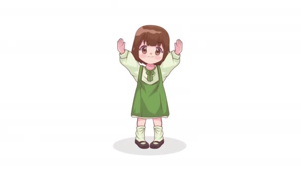 Kislány Ünneplő Anime Karakter Animáció Videó Animált — Stock videók