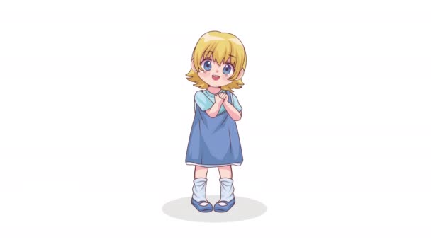 Piccola Ragazza Bionda Anime Personaggio Animazione Video Animato — Video Stock