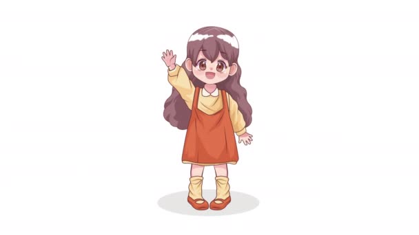 Petite Fille Saludating Anime Personnage Animation Vidéo Animée — Video
