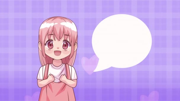 Kislány Rózsaszín Haj Anime Karakter Animáció Videó Animált — Stock videók