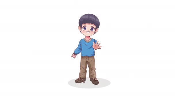 Anime Karakteri Canlandıran Küçük Çocuk Video Animasyonu — Stok video