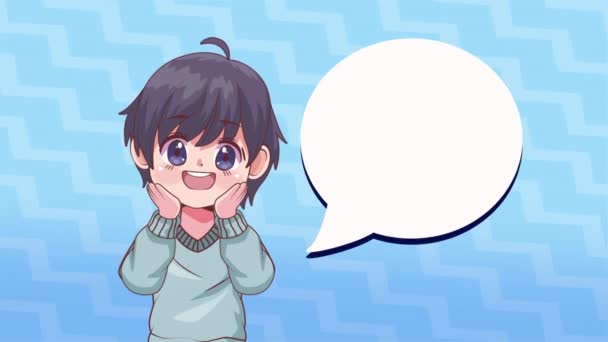 Adolescente Menino Com Fala Bolha Anime Animação Vídeo Animado — Vídeo de Stock
