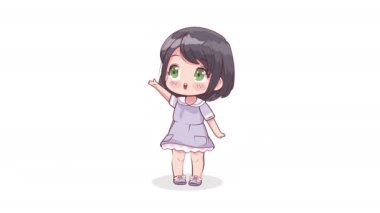Anime karakteri canlandıran küçük kız 4k video animasyonu
