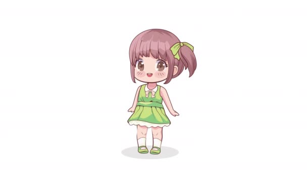 Carino Bambina Anime Personaggio Animazione Video Animato — Video Stock