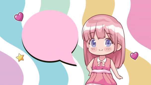 Kislány Rózsaszín Anime Karakter Animáció Videó Animált — Stock videók
