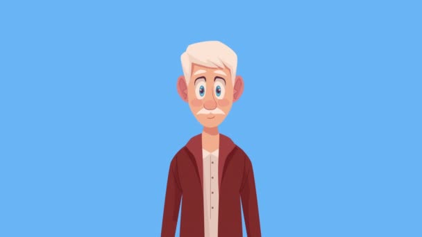 老人站立人物形象动画4K视频动画 — 图库视频影像