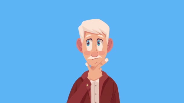 Vecchio Uomo Pensiero Personaggio Animazione Video Animato — Video Stock