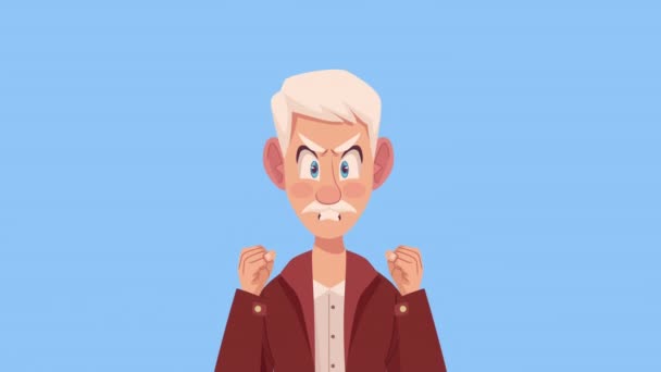 Velho Homem Irritado Personagem Animação Vídeo Animado — Vídeo de Stock