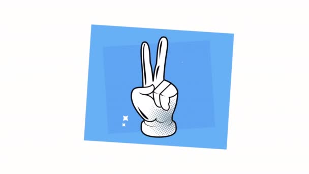 Hand Peace Love Signal Animation Video Animated — Stock Video