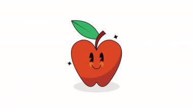 Apple kawaii tarzı karakter animasyonu 4k video animasyonu