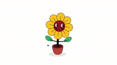 ayçiçeği kawaii tarzı karakter animasyonu 4k video animasyonu