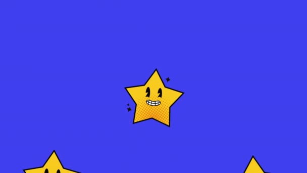 Stars Kawaii Style Charaktere Muster Animation Video Animiert — Stockvideo