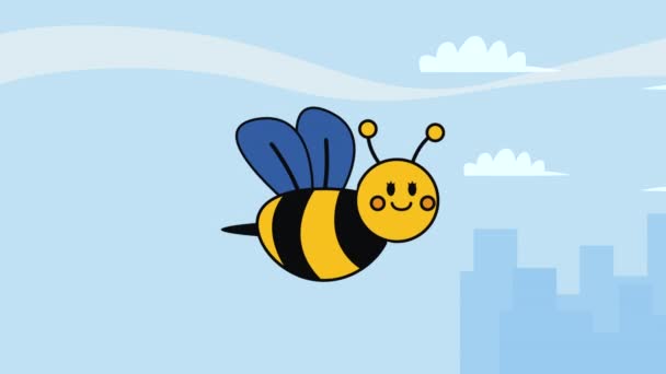 Méhecske Repülő Kawaii Stílusú Karakter Animáció Videó Animált — Stock videók