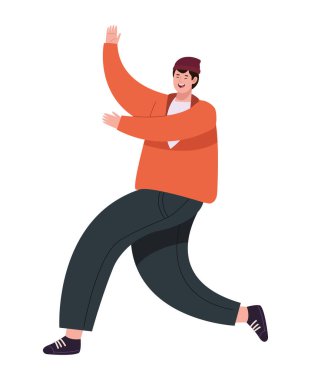 Zıpla ve kutla genç adam simgesi izole