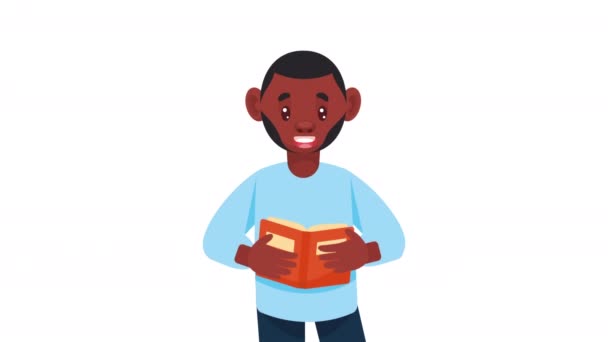 Afro Adam Kitap Karakteri Animasyonu Video Animasyonu — Stok video