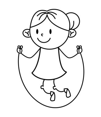 Kız beyaz ipin üzerinden atlıyor