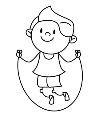 Beyaz ipin üzerinden atlayan çocuk