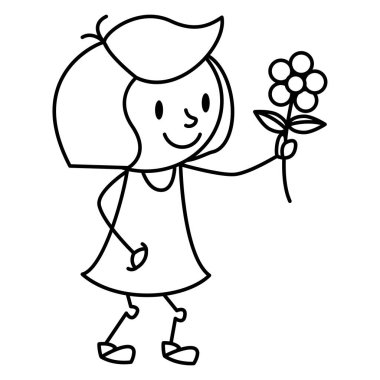 Çiçekli kız beyazın üstünde