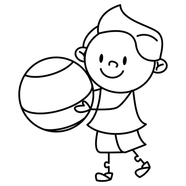 Junge Mit Einem Ball Über Weiß — Stockvektor