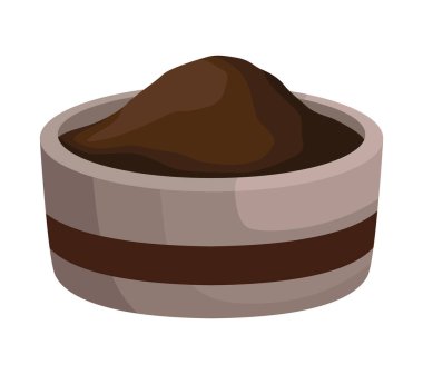 İzole edilmiş bir fincan ikonunda kahve tozu