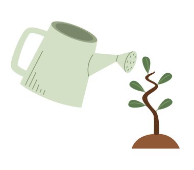 Çevre sulama kutusu ve bitki simgesi izole