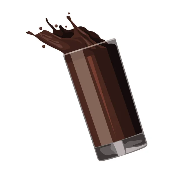 Splash Chocolade Glas Drinken Pictogram Geïsoleerd — Stockvector