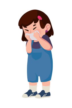 Çocuk hasta. Burun ikonunu üflüyor.