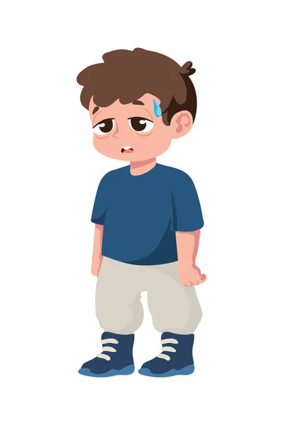 Kid Sick Sweating Icon Isolated — Stock Vector