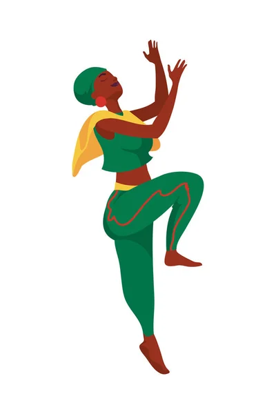 Afro Woman Celebrating Icon Isolated — Stock Vector