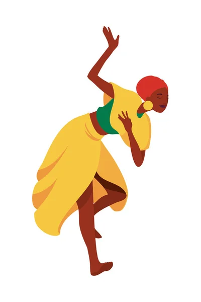 孤立したアイコンを踊るアフリカの女性 — ストックベクタ