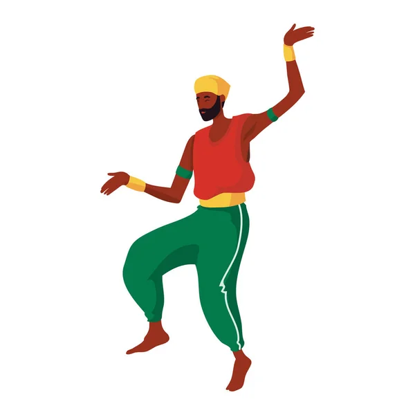 Afro Man Celebrating Dancing Icon Isolated — Stock Vector