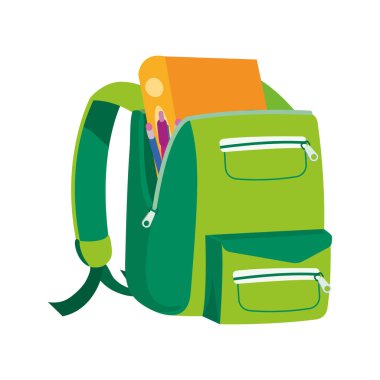 Okul çantasına ve ders kitabı simgesine dönüş izole edildi