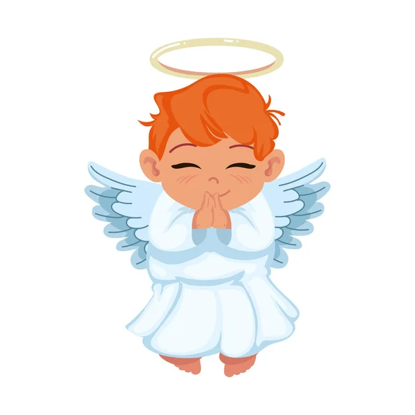 Маленький Ангел Счастливый Икона Изолированы — стоковый вектор