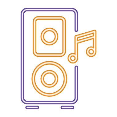 hoparlör müzik neon ışıklı ikon izole vektörü