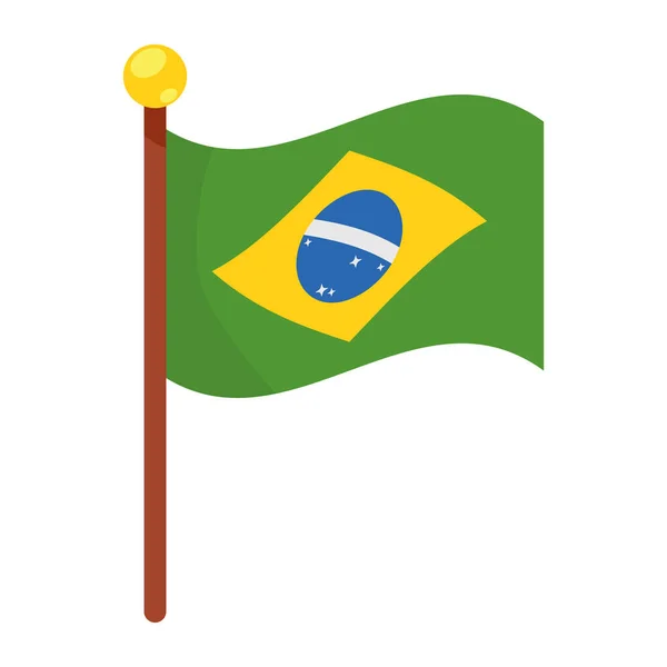 Brasiliens Nationalflaggen Ikone Isoliert — Stockvektor