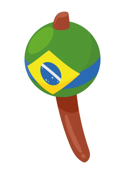 Dia Brasil Celebração Ícone Maraca Vetor Isolado — Vetor de Stock