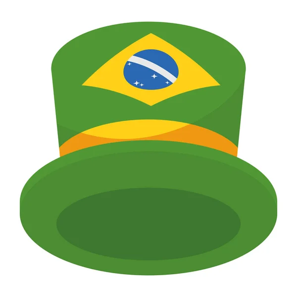 Brasiliana Giorno Celebrazione Cappello Icona Isolato Vettore — Vettoriale Stock