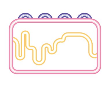 Neon doğum günü pastası ikonu izole edildi