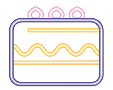 Neon partisi doğum günü pastası ikonu izole edildi