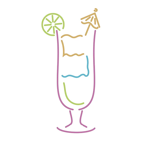 Cocktail Néon Icône Fruit Isolé — Image vectorielle