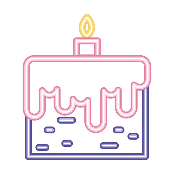 Neon Party Birthday Cake Icon Isolated — Stock Vector